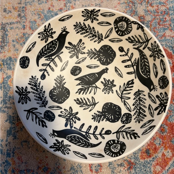 Nate Berkus Other - Nate Berkus Black & White Botanical Bird Ceramic Stoneware Bowl